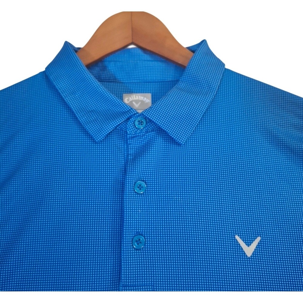 Callaway Mens Opti-Dri Golf Polo Shirt Blue Micro Check Stretch XL RN37763